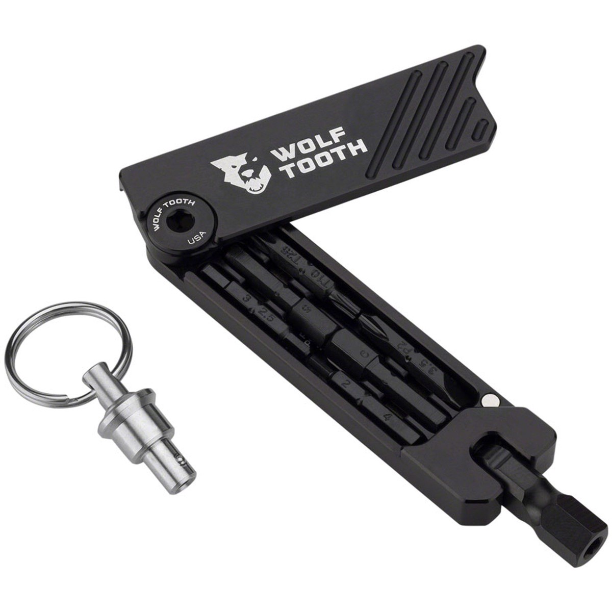 6-Bit Hex Wrench Multi-Tool - 6-Bit Hex Wrench Multi-Tool with Keyring - Black
