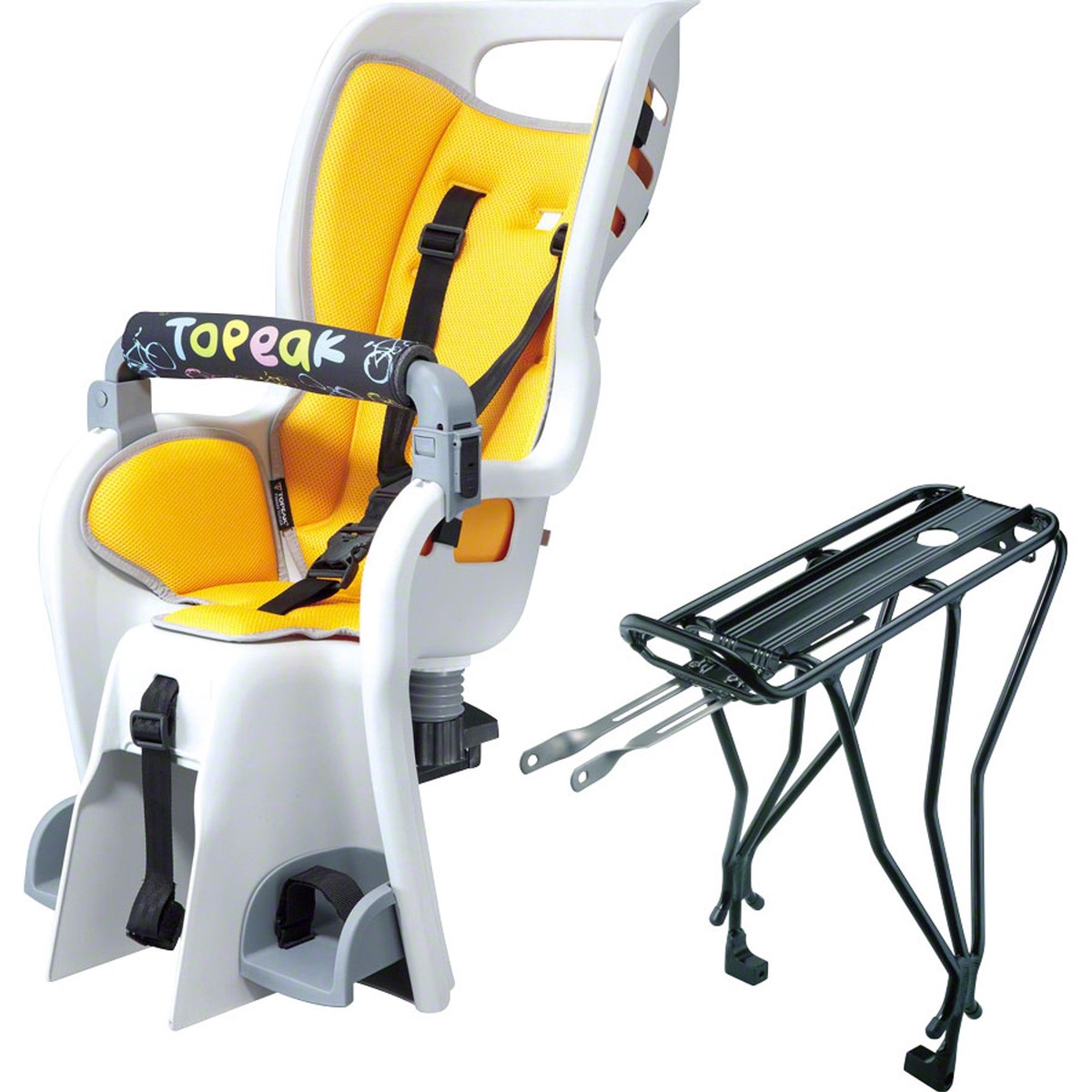BabySeat II - Baby Seat II Child Seat With Disc Compatible Rear Rack - Fits 29", MTX 2.0, Gray/Yellow