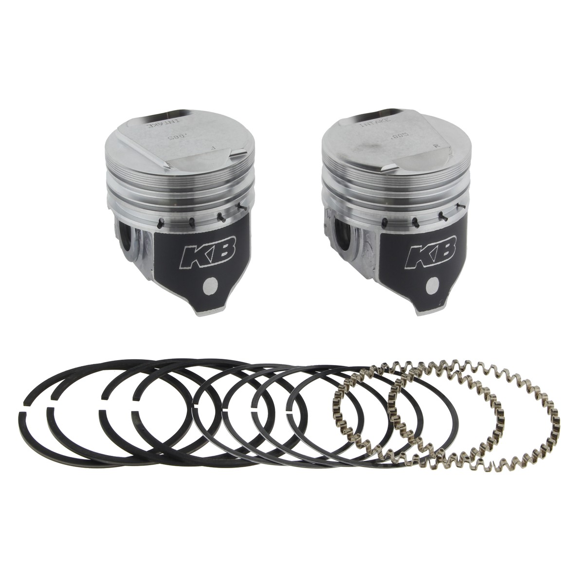 +.005in. Dome Top Pistons with 9.6:1 Compression Ratio. Fits Big Twin 1984-1999 with Evo Engine.  Keith Black Pistons