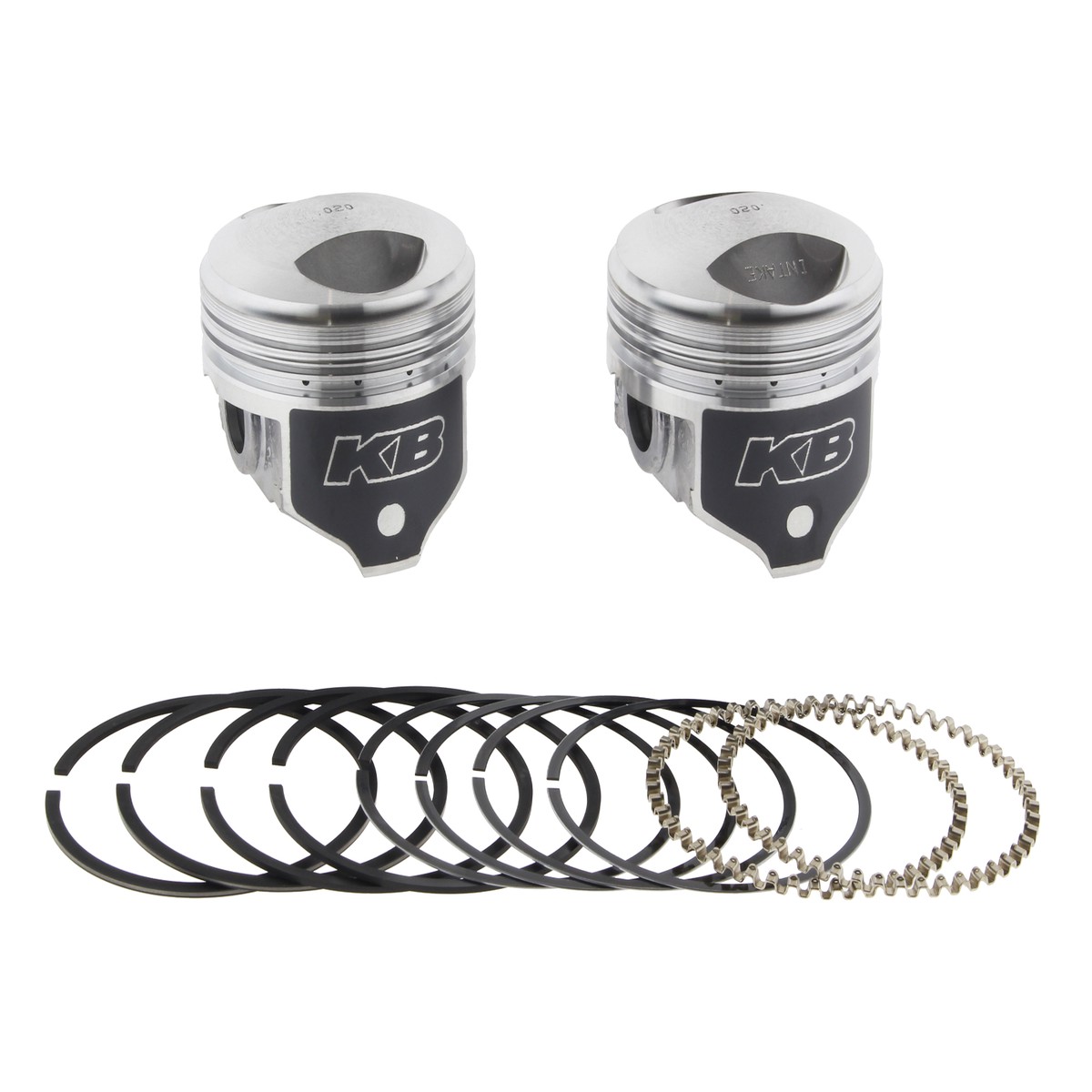 +.020in. Dome Top Pistons with 8.3:1 Compression Ratio. Fits Big Twin 1978-1984 with 1340cc Shovel Engine.  Keith Black Pistons