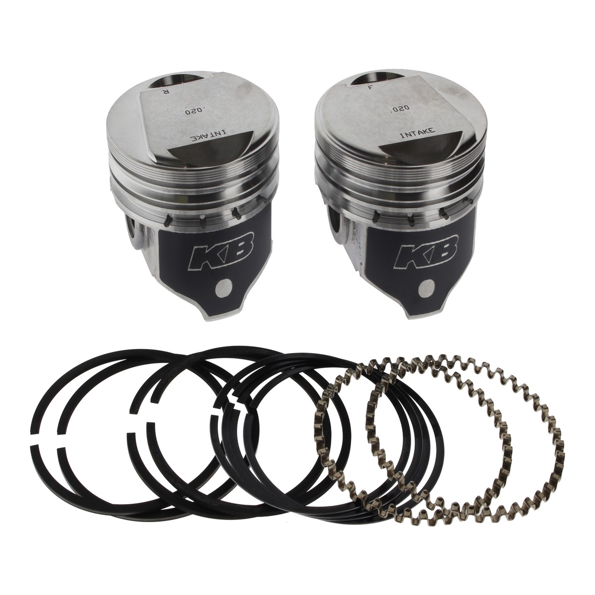 +.020in. Dome Top Pistons with 9.6:1 Compression Ratio. Fits Big Twin 1984-1999 with Evo Engine.  Keith Black Pistons
