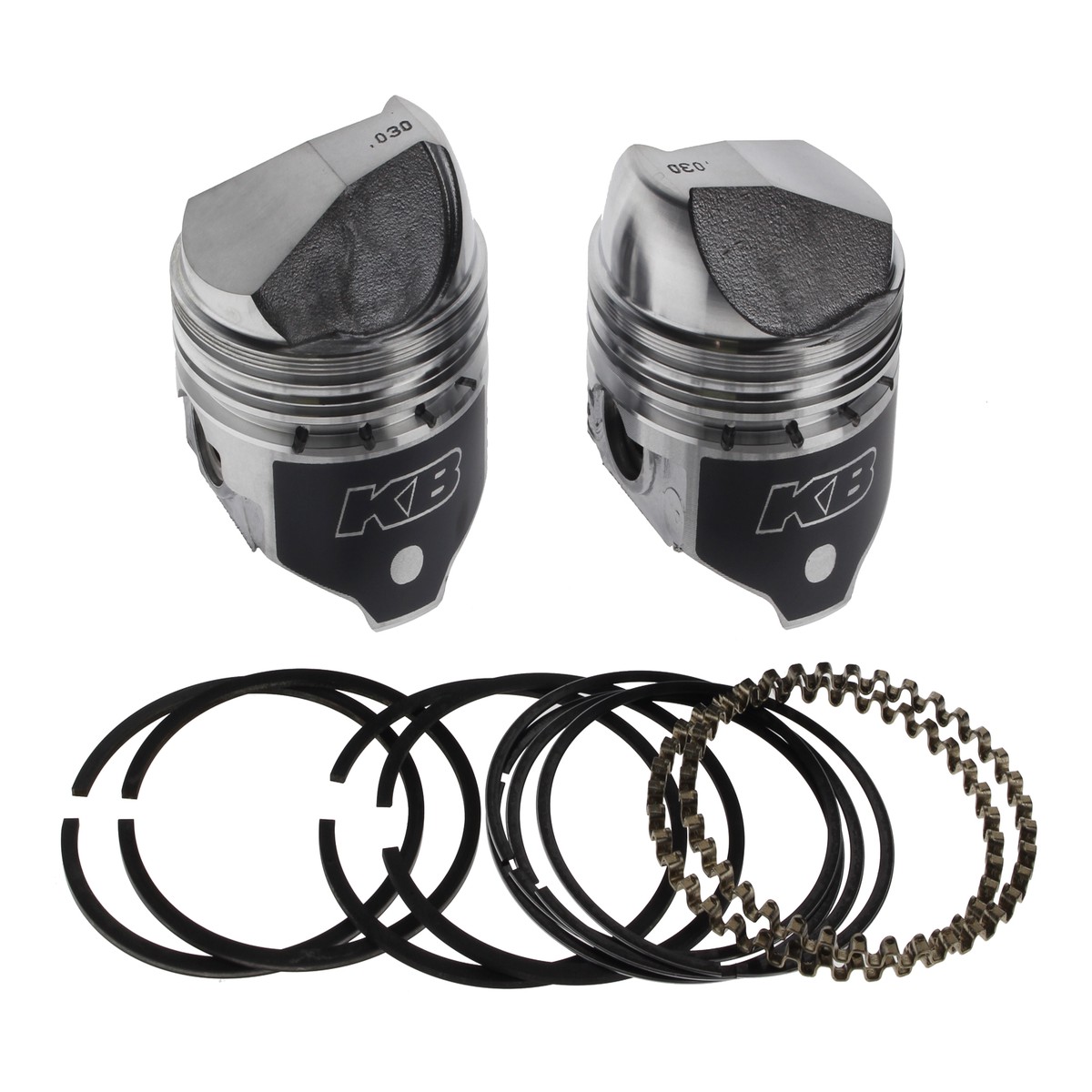+.030in. Dome Top Pistons with 8.2:1 Compression Ratio. Fits Sportster 1972-1985 with 1000cc Engine.  Keith Black Pistons