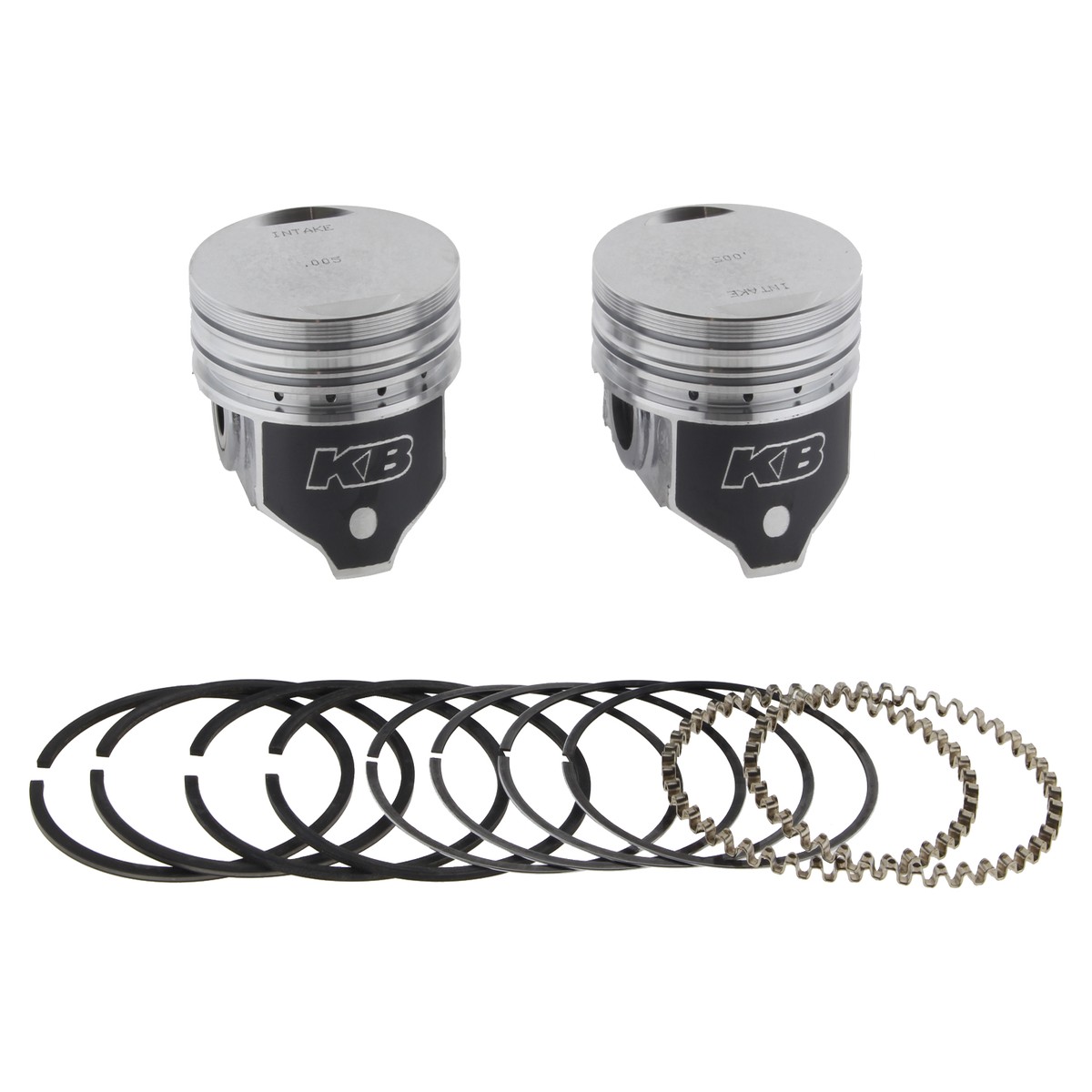 +.005in. Flat Top Pistons with 8.6:1 Compression Ratio. Fits Big Twin 1984-1999 with Evo Engine.  Keith Black Pistons