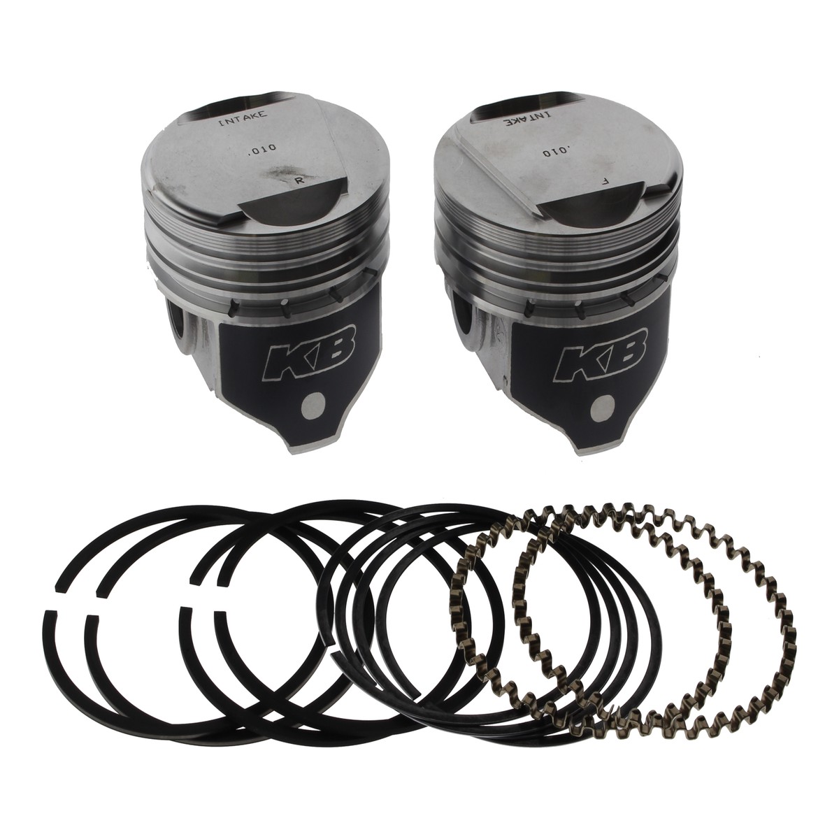 +.010in. Dome Top Pistons with 9.6:1 Compression Ratio. Fits Big Twin 1984-1999 with Evo Engine.  Keith Black Pistons