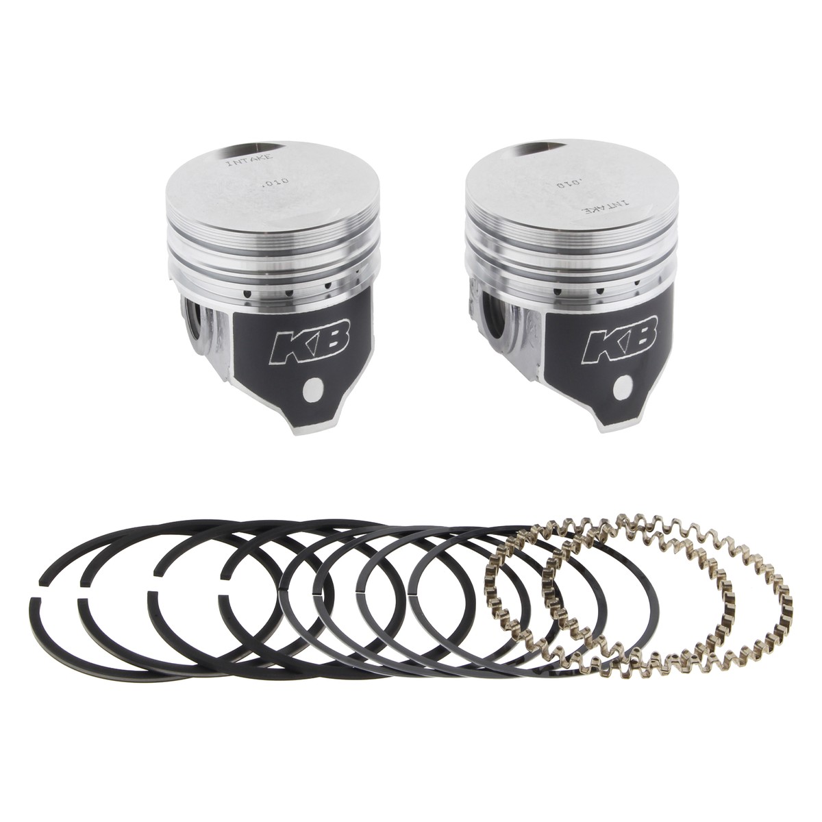 +.010in. Flat Top Pistons with 8.6:1 Compression Ratio. Fits Big Twin 1984-1999 with Evo Engine.  Keith Black Pistons
