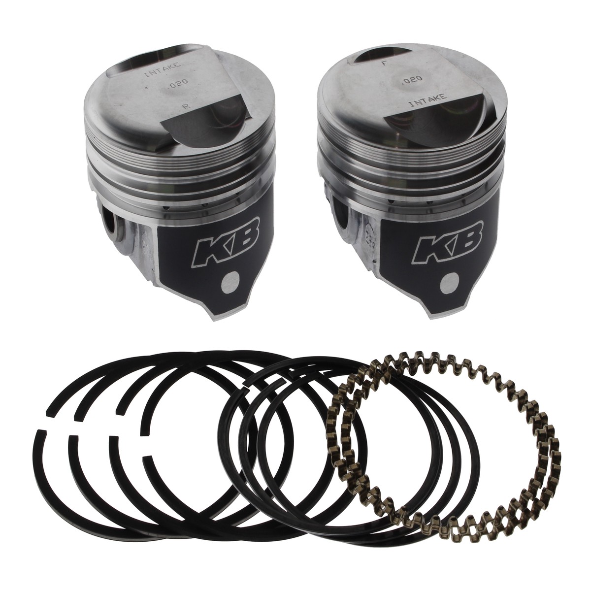 +.020in. Dome Top Pistons with 10.5:1 Compression Ratio. Fits Big Twin 1984-1999 with Evo Engine.  Keith Black Pistons