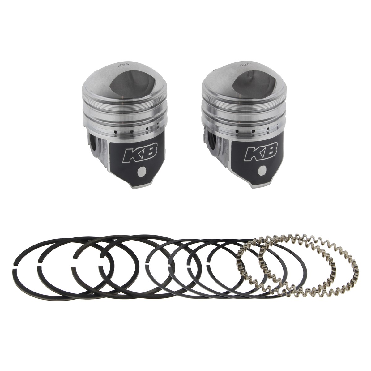+.020in. Pistons with 8.5:1 Compression Ratio. Fits Big Twin 1941-1979 with 1200cc Engine.  Keith Black Pistons