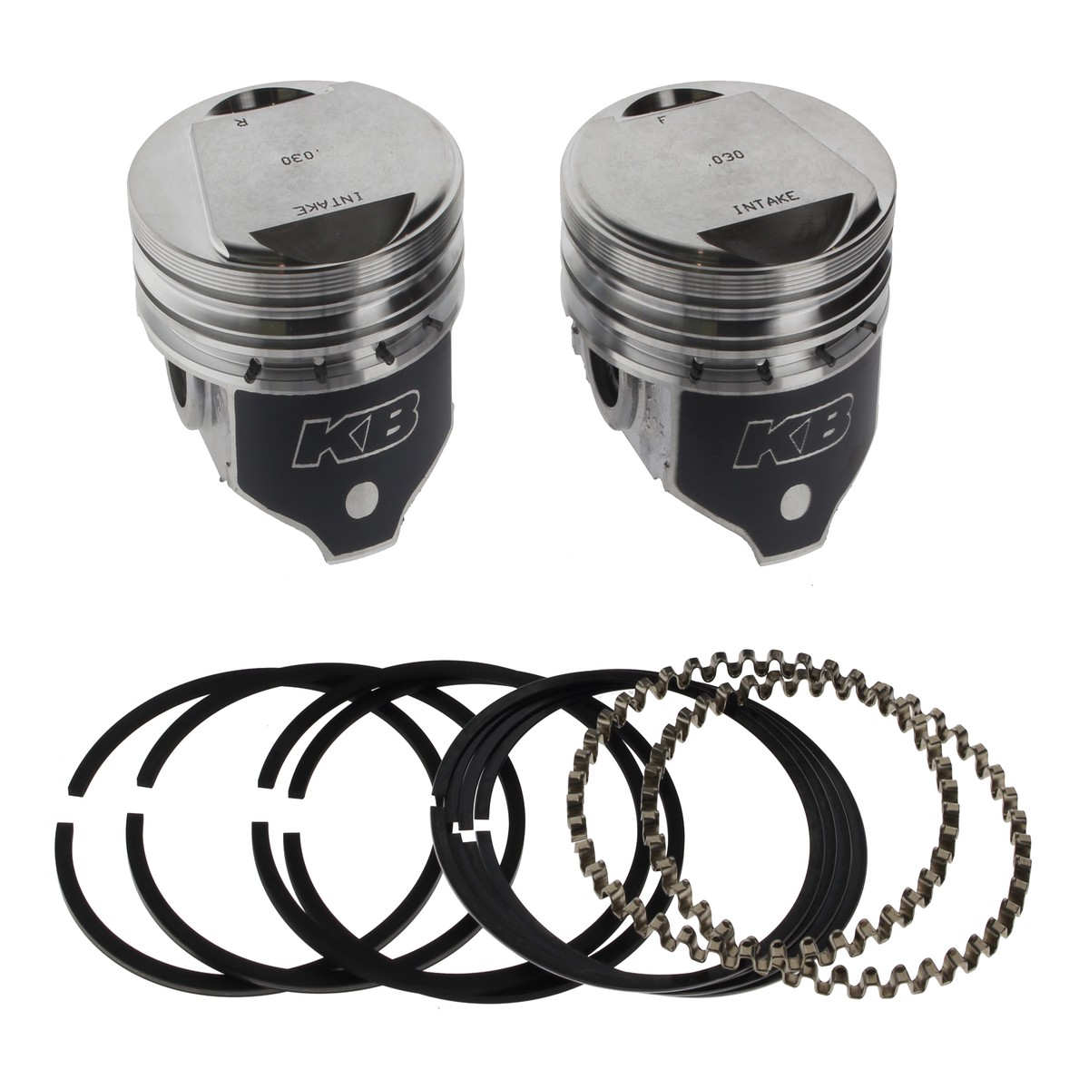 +.030in. Dome Top Pistons with 9.6:1 Compression Ratio. Fits Big Twin 1984-1999 with Evo Engine.  Keith Black Pistons
